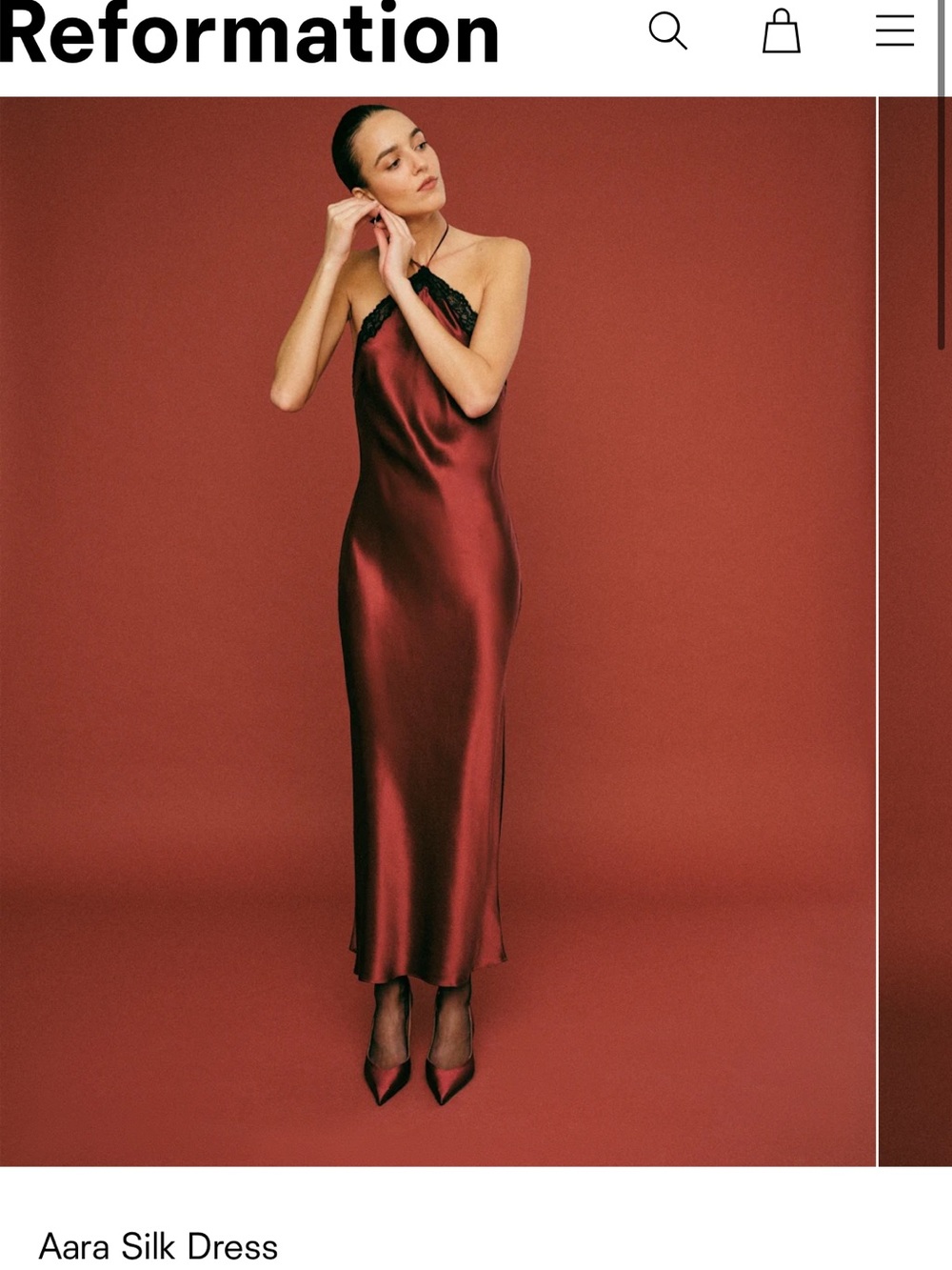 Reformation Aara Silk Dress in Romance, Size XS - Worn Once!
